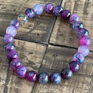 8mm Dragons Vein Agate Stretch Bead Bracelet